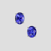 <span>3.24</span> <span class="tooltip-light">Ct.Tw.<span class="tooltiptext">Total Carat Weight</span></span> Blue Sapphire Earrings, 14K White Gold 1