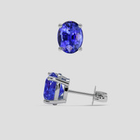 <span>3.24</span> <span class="tooltip-light">Ct.Tw.<span class="tooltiptext">Total Carat Weight</span></span> Blue Sapphire Earrings, 14K White Gold 2
