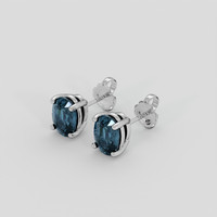 <span>2.30</span>&nbsp;<span class="tooltip-light">Ct.Tw.<span class="tooltiptext">Total Carat Weight</span></span> Greenish Blue Sapphire Earrings, 14K White Gold 3