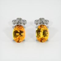 1.81 Ct.Tw. Orangish Yellow Sapphire Earrings, 18K White Gold 1