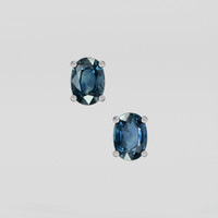 <span>2.30</span> <span class="tooltip-light">Ct.Tw.<span class="tooltiptext">Total Carat Weight</span></span> Greenish Blue Sapphire Earrings, 18K White Gold 1