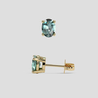 <span>1.14</span> <span class="tooltip-light">Ct.Tw.<span class="tooltiptext">Total Carat Weight</span></span> Greenish Blue Sapphire Earrings, 14K Yellow Gold 2
