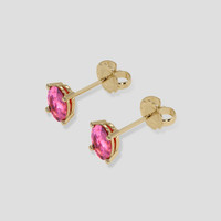 <span>1.14</span>&nbsp;<span class="tooltip-light">Ct.Tw.<span class="tooltiptext">Total Carat Weight</span></span> Pink Sapphire Earrings, 14K Yellow Gold 3