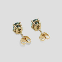 <span>1.14</span> <span class="tooltip-light">Ct.Tw.<span class="tooltiptext">Total Carat Weight</span></span> Greenish Blue Sapphire Earrings, 18K Yellow Gold 4