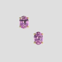<span>1.72</span> <span class="tooltip-light">Ct.Tw.<span class="tooltiptext">Total Carat Weight</span></span> Pinkish Purple Sapphire Earrings, 18K Yellow Gold 1