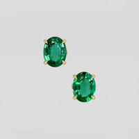 <span>2.64</span>&nbsp;<span class="tooltip-light">Ct.Tw.<span class="tooltiptext">Total Carat Weight</span></span> Emerald Earrings, 18K Yellow Gold 1
