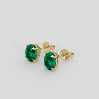 <span>2.64</span>&nbsp;<span class="tooltip-light">Ct.Tw.<span class="tooltiptext">Total Carat Weight</span></span> Emerald Earrings, 18K Yellow Gold 3