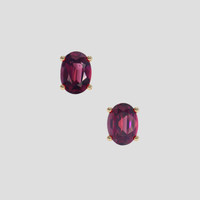 <span>2.10</span> <span class="tooltip-light">Ct.Tw.<span class="tooltiptext">Total Carat Weight</span></span> Purplish Red Rhodolite Garnet Earrings, 18K Yellow Gold 1