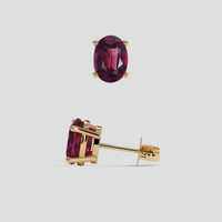 <span>2.10</span>&nbsp;<span class="tooltip-light">Ct.Tw.<span class="tooltiptext">Total Carat Weight</span></span> Purplish Red Rhodolite Garnet Earrings, 18K Yellow Gold 2