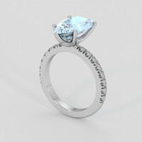 2.63 Ct. Blue Aquamarine Ring, Platinum 950 2