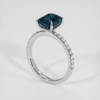 2.56 Ct. Greenish Blue Sapphire Ring, Platinum 950 2