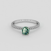 1.21 Ct. Bluish Green Sapphire Ring, Platinum 950 1