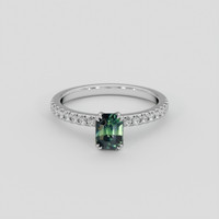 1.00 Ct. Bluish Green Sapphire Ring, Platinum 950 1