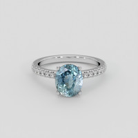 2.28 Ct. Greyish Blue Sapphire Ring, Platinum 950 1