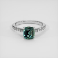 2.02 Ct. Greenish Blue Sapphire Ring, Platinum 950 1