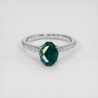 2.15 Ct. Bluish Green Sapphire Ring, Platinum 950 1