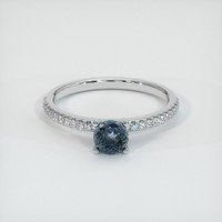 0.61 Ct. Greenish Blue Sapphire Ring, 10K White Gold 1