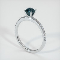 0.61 Ct. Greenish Blue Sapphire Ring, 10K White Gold 2