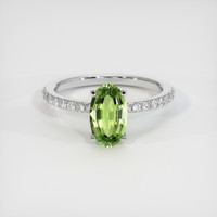 1.28 Ct. Green Tourmaline Ring, 10K White Gold 1