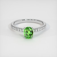0.73 Ct. Yellowish Green Chrome Tourmaline Ring, 10K White Gold 1