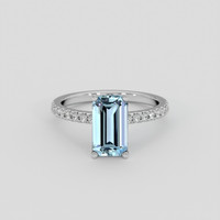 1.67 Ct. Blue Aquamarine Ring, 10K White Gold 1