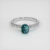 1.19 Ct. Greenish Blue Sapphire Ring, 10K White Gold 1