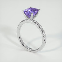 2.39 Ct. Violetish Blue Tanzanite Ring, 14K White Gold 2