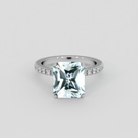 4.33 Ct. Blue Aquamarine Ring, 14K White Gold 1