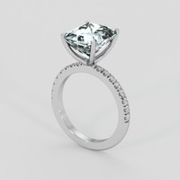 4.33 Ct. Blue Aquamarine Ring, 14K White Gold 2