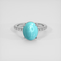 3.49 Ct. Blue Turquoise Ring, 14K White Gold 1