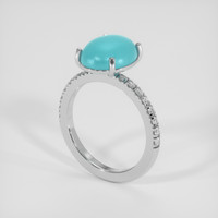 3.49 Ct. Blue Turquoise Ring, 14K White Gold 2