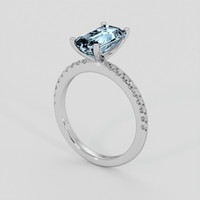 1.67 Ct. Blue Aquamarine Ring, 14K White Gold 2