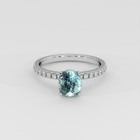 1.88 Ct. Greenish Blue Sapphire Ring, 14K White Gold 1
