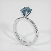 2.41 Ct. Greenish Blue Sapphire Ring, 14K White Gold 2