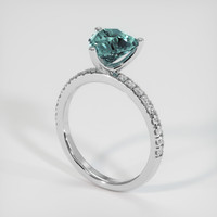 1.72 Ct. Bluish Green Sapphire Ring, 14K White Gold 2