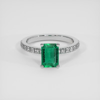1.05 Ct. Emerald Ring, 18K White Gold 1