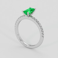 0.70 Ct. Emerald Ring, 18K White Gold 2