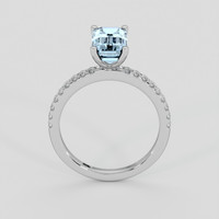 1.67 Ct. Blue Aquamarine Ring, 18K White Gold 3