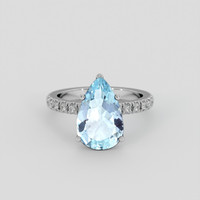 2.63 Ct. Blue Aquamarine Ring, 18K White Gold 1