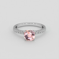 1.57 Ct. Padparadscha Sapphire Ring, 18K White Gold 1