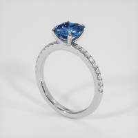 2.05 Ct. Greenish Blue Sapphire Ring, 18K White Gold 2