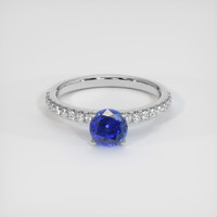 1.00 Ct. Blue Sapphire Ring, 18K White Gold 1