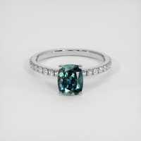 1.36 Ct. Bluish Green Sapphire Ring, 18K White Gold 1