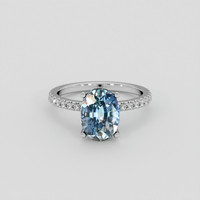 3.14 Ct. Greenish Blue Sapphire Ring, 18K White Gold 1