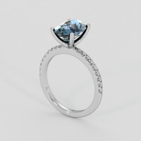 3.14 Ct. Greenish Blue Sapphire Ring, 18K White Gold 2
