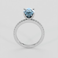 3.14 Ct. Greenish Blue Sapphire Ring, 18K White Gold 3