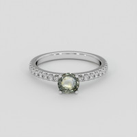 0.73 Ct. Brownish Green Sapphire Ring, 18K White Gold 1