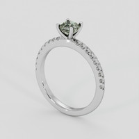 0.73 Ct. Brownish Green Sapphire Ring, 18K White Gold 2