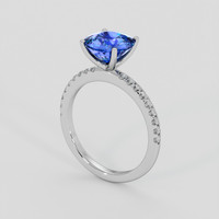 2.70 Ct. Blue Sapphire Ring, 18K White Gold 2