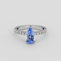 2.03 Ct. Blue Sapphire Ring, 18K White Gold 1